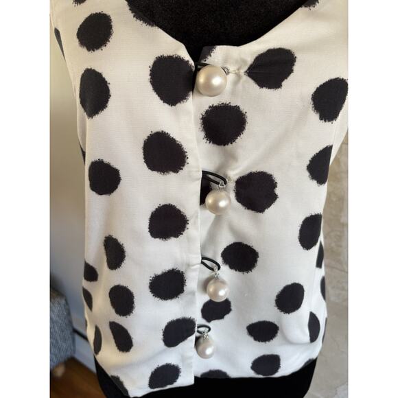 Mother of Pearl Tara Camisole Top Black White Polka Dot, Quiet Luxury $295 - Picture 8 of 16